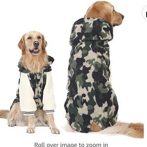 NWT Dog Army Fatigue Letterman Style Fleece Feel Winter Coat Hooded 2nd Matcher